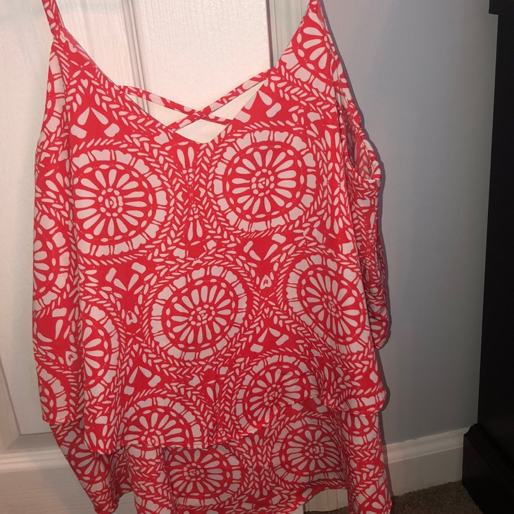 Orange and white blouse
